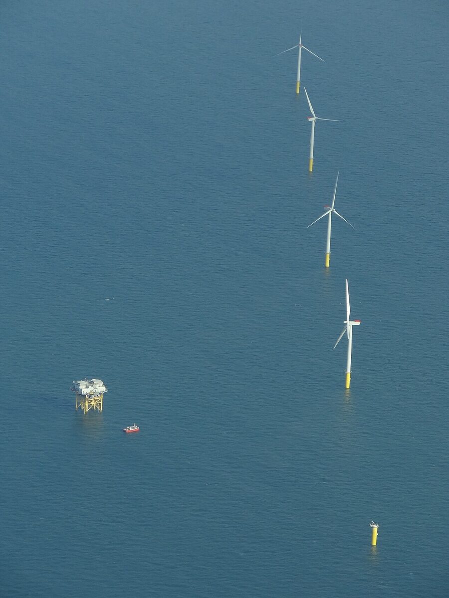 Offshore wind turbines at sea
